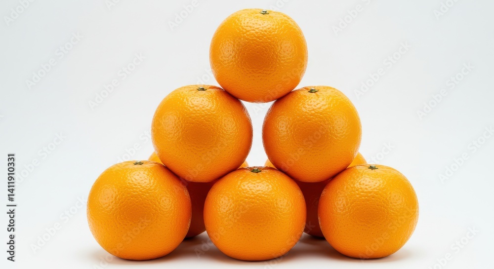 Vibrant oranges pyramid arrangement fresh isolated white background