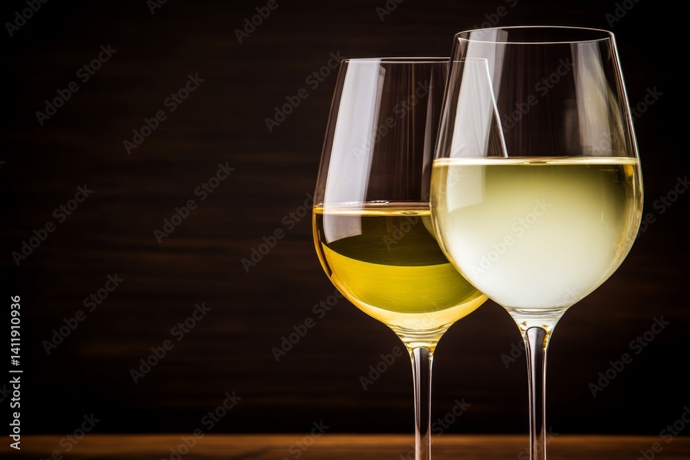 A wine glass with a long elegant stem, illuminated by soft candlelight at a fine dining table