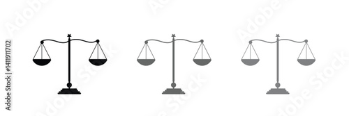 Scales icon set . Law scale icon. Justice sign .Vector Illustration .EPS 10 .