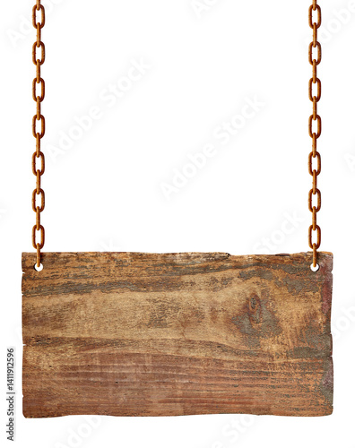Obraz na płótnie wooden sign chain ropesignboard signpost w salonie