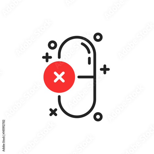 overdose or placebo icon like thin line pill