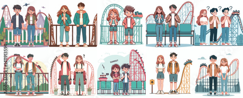 Exciting times at the amusement park: Friends enjoying thrilling rides and fun.

