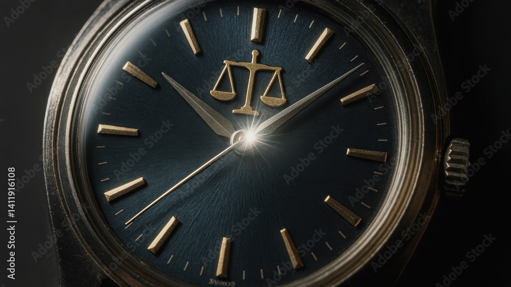 stylish watch featuring dark dial and golden hour markers symbolizes importance of justice and need to stop corruption stylish watch featuring dark dial and golden hour markers symbolizes importance of justice and need to stop corruption