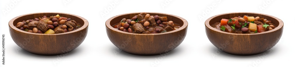 Obraz premium Hearty Stew in Wooden Bowls (1)