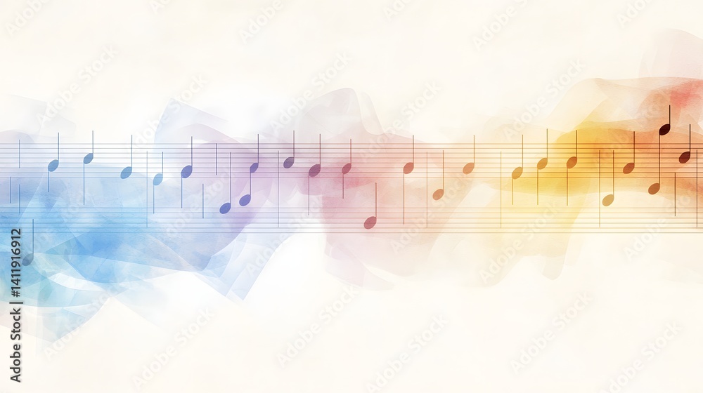 Fototapeta premium Colorful Music Notes on Bright Background for Creative Projects and Artwork