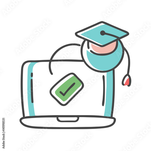 online course completion icon, online course completion vector illustration-simple illustration of online course completion, perfect for online course completion logos and icons