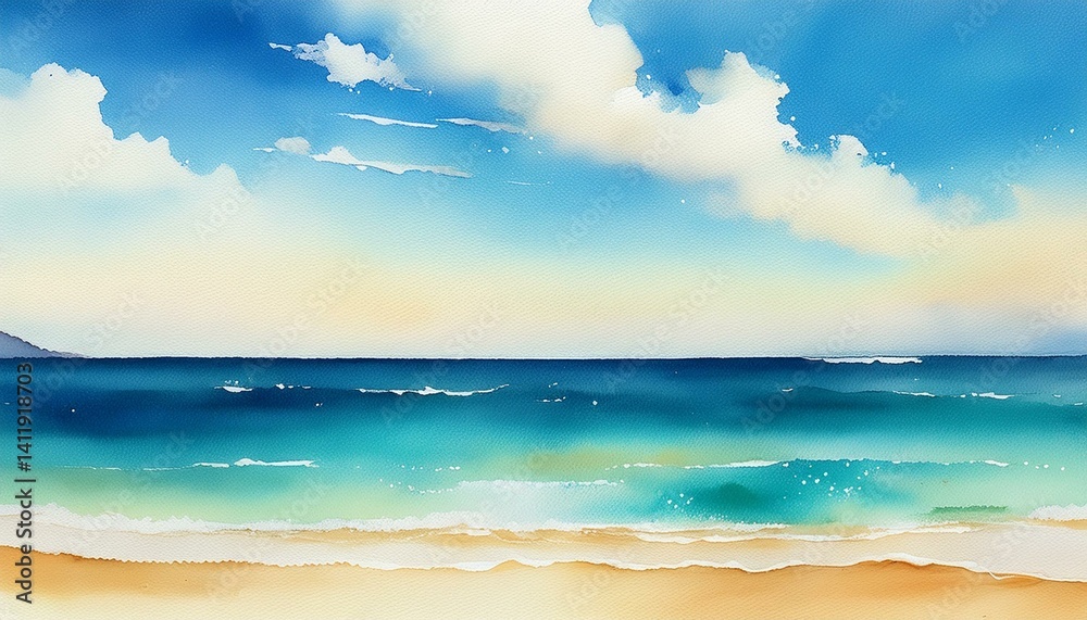 Obraz premium peinture de paysage aquarelle de mer