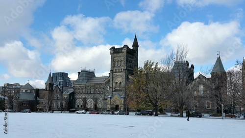 Photography University of Toronto historic building in winter.