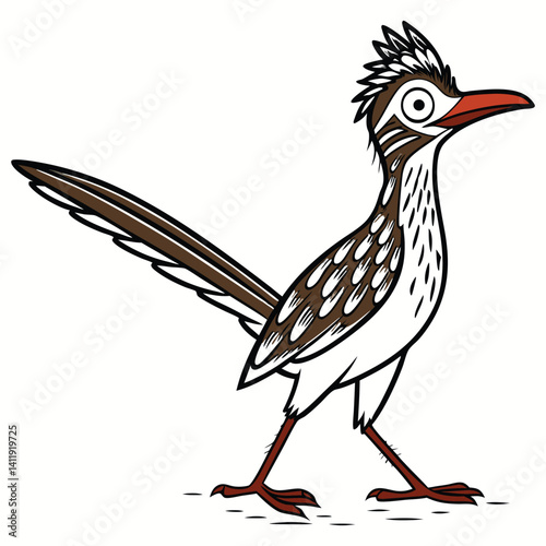 Vector illustration of cute Greater Roadrunner bird 