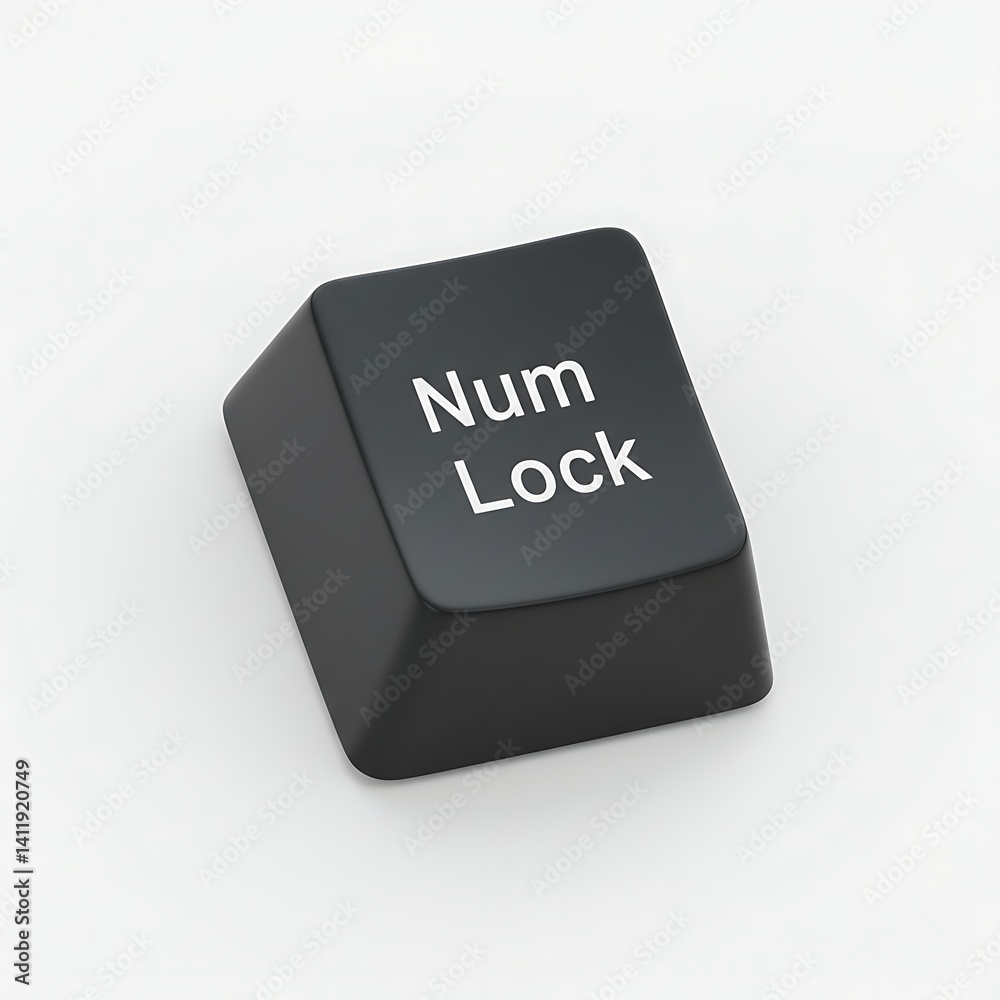 Isolated Single Black Num Lock Keyboard Key Isolated Single Black Num Lock Keyboard Key