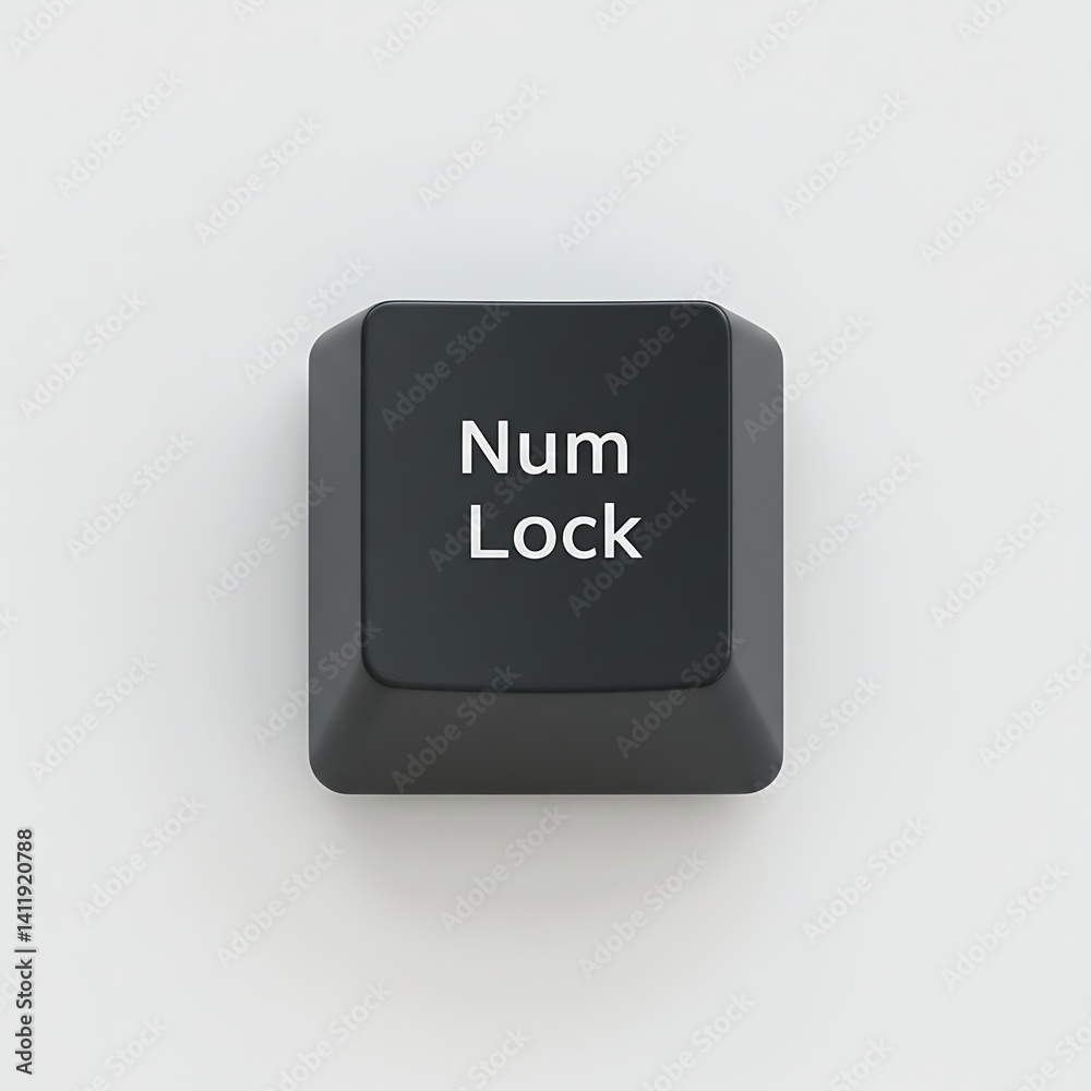 Black Keyboard Num Lock Key Isolated on White Background Black Keyboard Num Lock Key Isolated on White Background