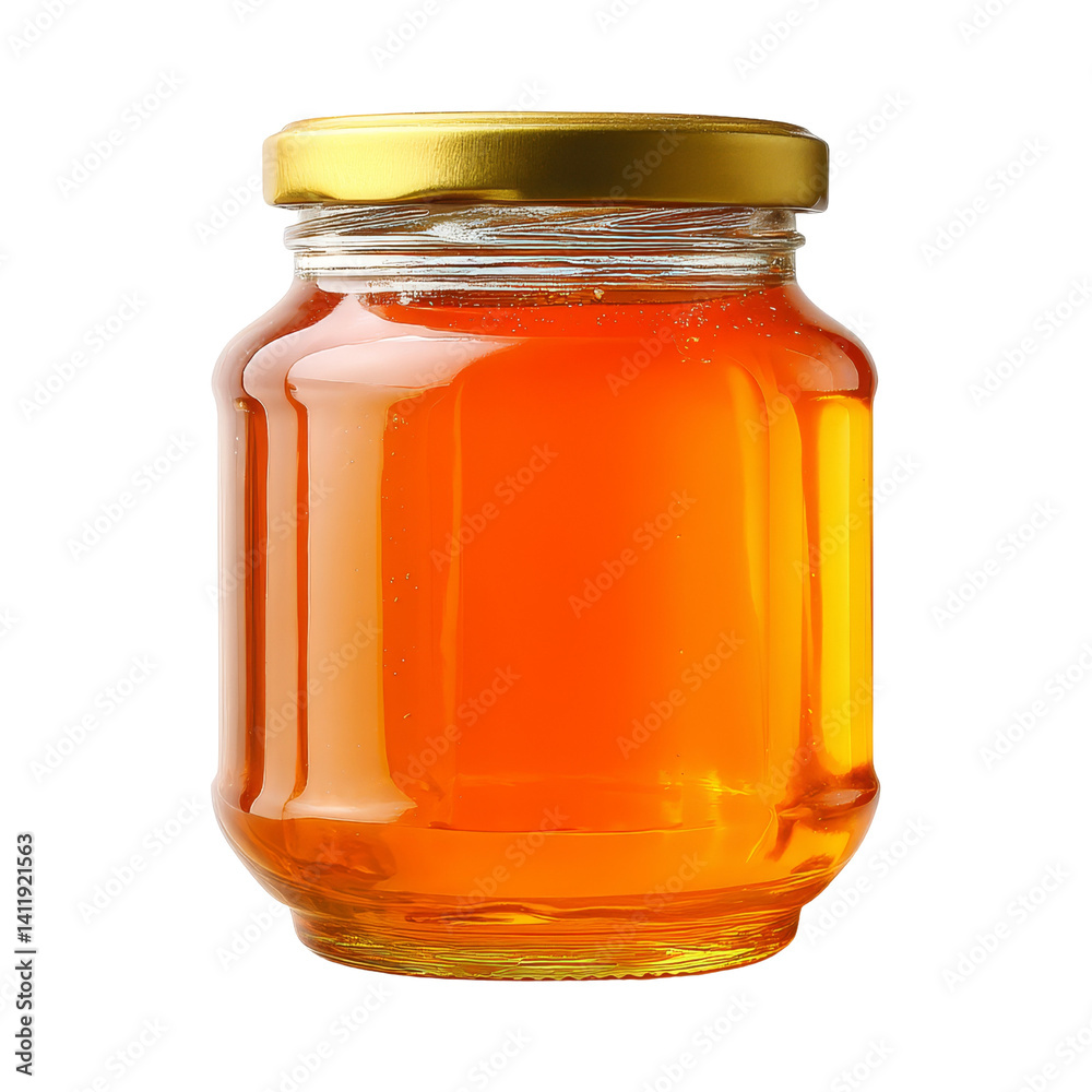 Bright honey jar close-up Bright honey jar close-up