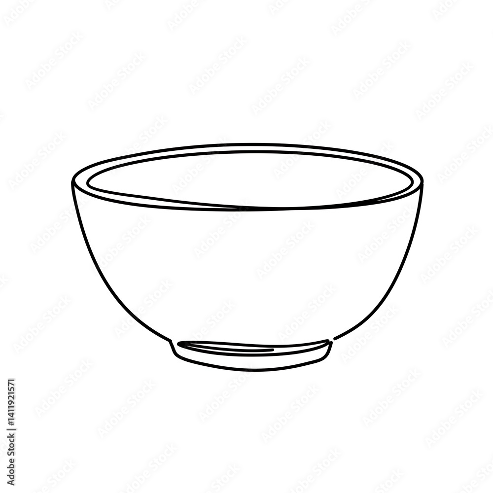 Simple Line Drawing of an Empty Bowl
