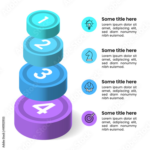 Infographic template. Column with numbers and 4 steps