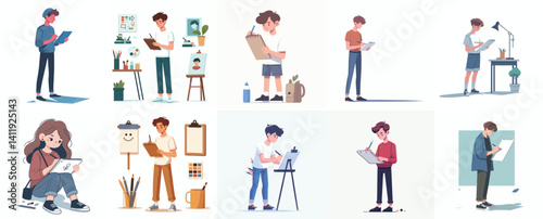 Wallpaper Mural Vector of a teenager drawing in a sketchbook Torontodigital.ca