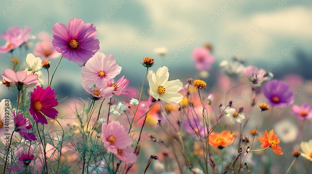 Obraz premium Colorful cosmos field in soft light (1)