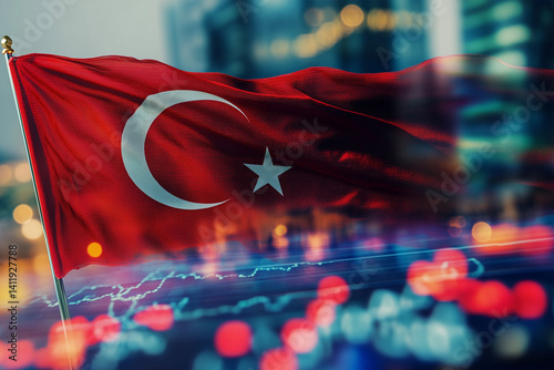 Fototapeta Naklejka Na Ścianę i Meble -  Turkish Economy on the Graph: Recovery and Growth of the Turkish Economy	