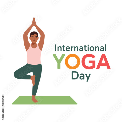 Vector Illustration of Person Doing Tree Pose