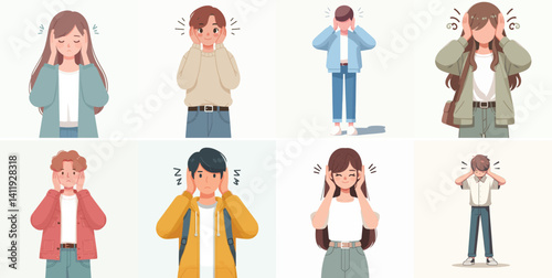 Cartoon People Covering Their Ears

