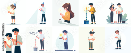 Cartoon People with Candles

