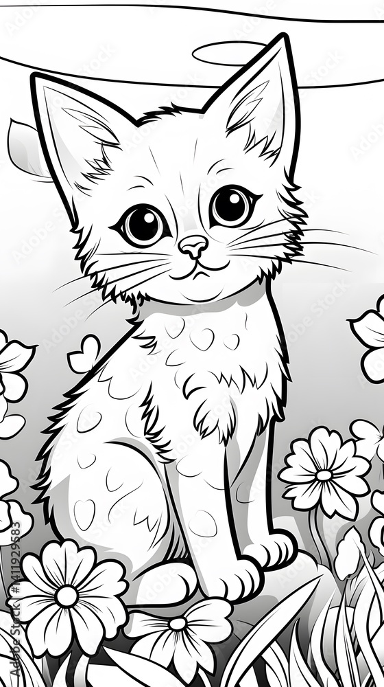 Obraz premium black cat with white background