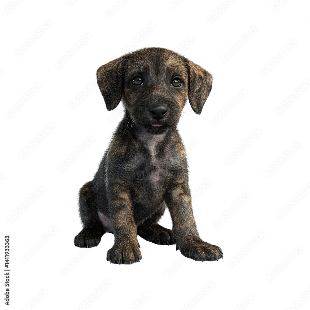 Adorable Brindle Puppy Sitting on on white background Adorable Brindle Puppy Sitting on on white background
