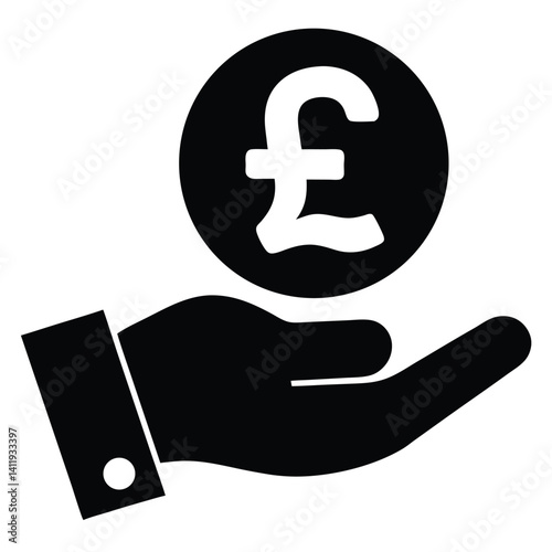 Hand Holding Pound Sterling Coin Icon