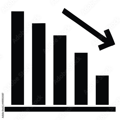 Declining Bar Chart Icon with Downward Arrow