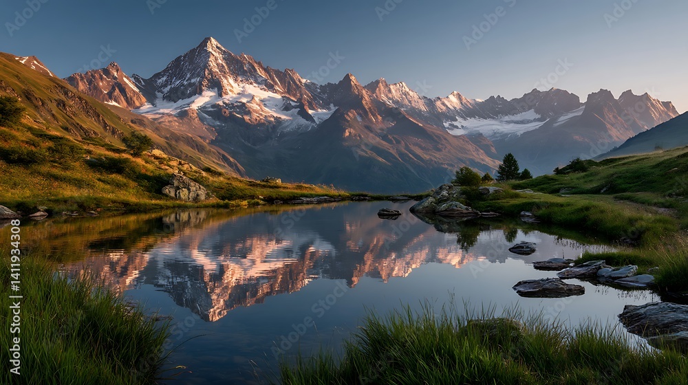 Fototapeta premium Majestic alpine lake at dawn