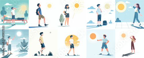 Vector flat design white background. Cartoon Characters Laughing
