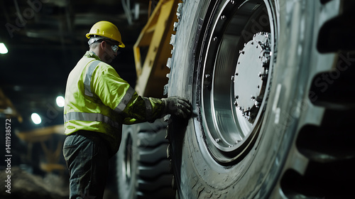 Technician performing routine maintenance on lithium mining equipment to ensure functionality. Featuring equipment maintenance