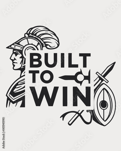 Typography built to win quotes vector T-shirt design