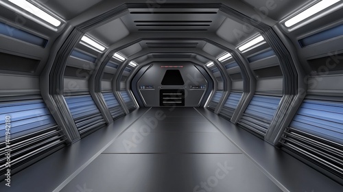 Fototapeta Naklejka Na Ścianę i Meble -  Futuristic spaceship corridor