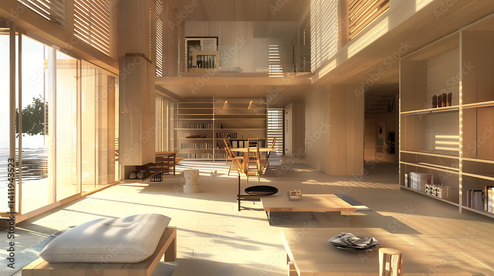 Fototapeta premium Artificial Intelligence-designed wooden house