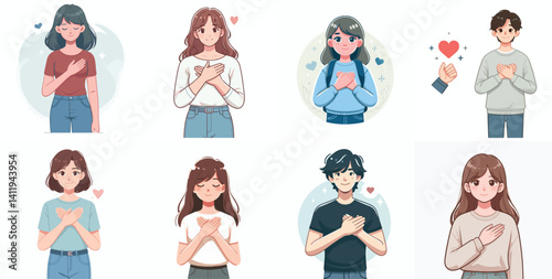 Cartoon Characters Expressing Gratitude and Love
