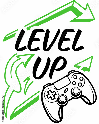 level up Typography T-shirt design