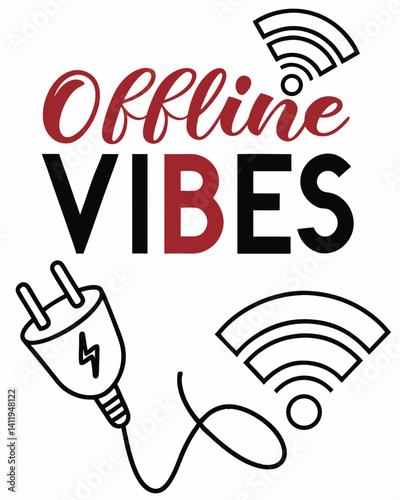 offline vibes Typography vector T-shirt design