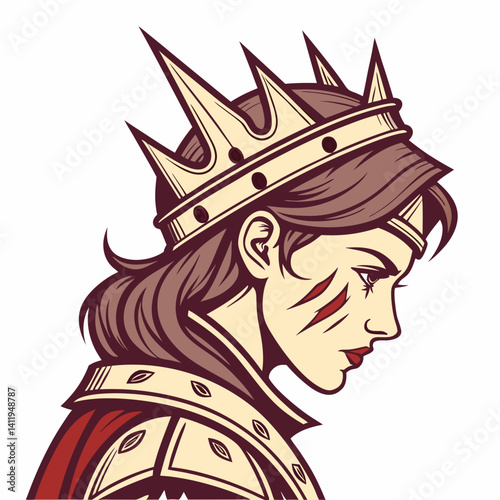 Warrior Princess Crown with Battle Scars and Metallic Charm
