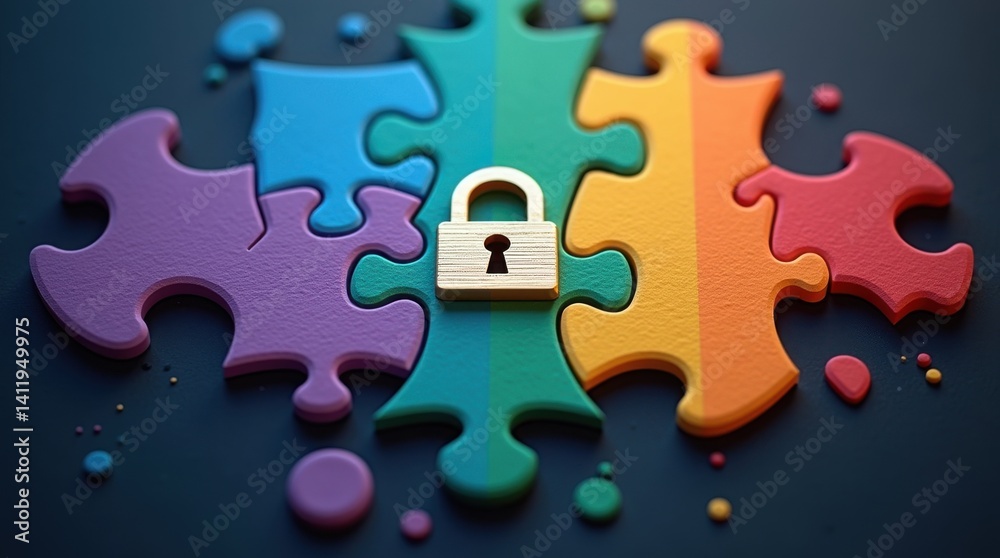 Fototapeta premium Celebrating world password day protect your digital identity with puzzle piece security online graphic colorful creative
