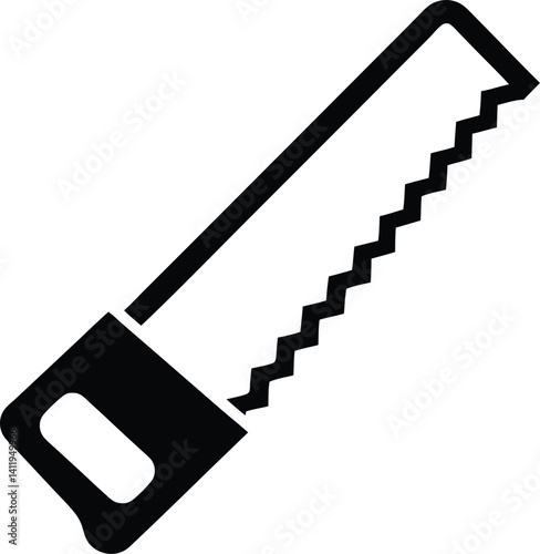 Hacksaw silhouette vector, Hand saw silhouette icon vector