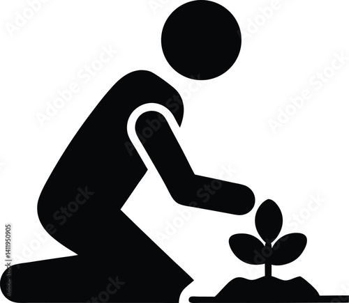 Planting and Growing silhouette Icon