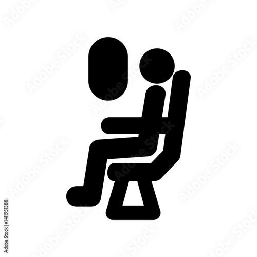 people flying in an airplane, passengers sitting in airplane seats, simple flat style, illustration, logo sign symbol pictogram template, for ui or ux isolated on white for mobile app, editable
