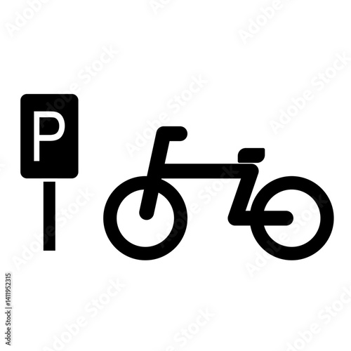 bicycle parking area icon, simple flat style, illustration, logo sign symbol pictogram template, for ui or ux isolated on white for mobile app, editable