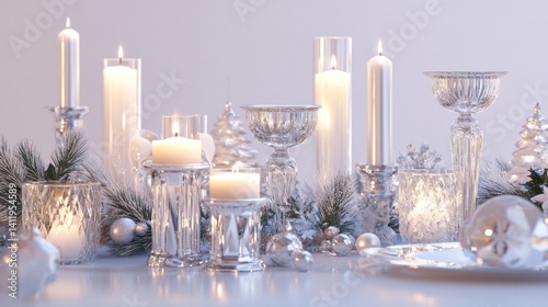 Serene Winter Candlelight Table Setting