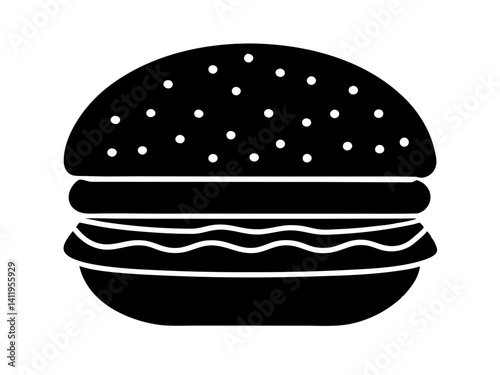 Burger and drink icon, hamburger  silhouette vector illustration