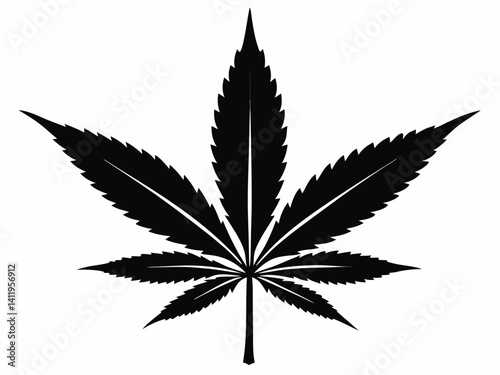 Marijuana leaf silhouette vector, Marijuana cannabis hemp leaf icon