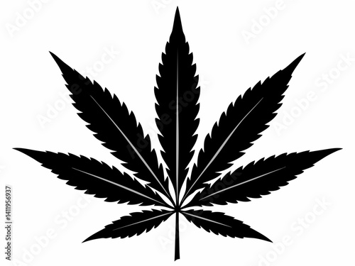 Marijuana leaf silhouette vector, Marijuana cannabis hemp leaf icon