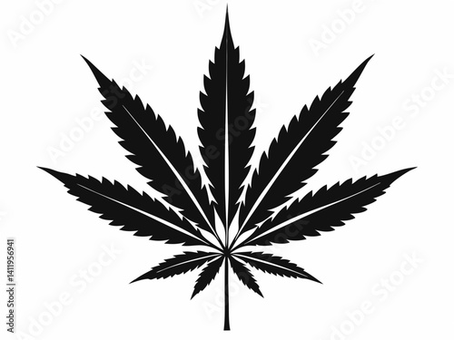 Marijuana leaf silhouette vector, Marijuana cannabis hemp leaf icon