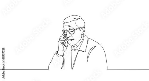 Senior man engaged in conversation about digital security  