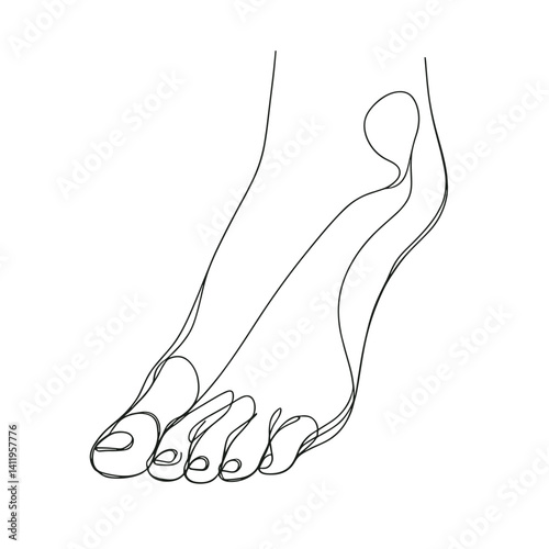 Abstract line drawing of a foot in minimalist style  